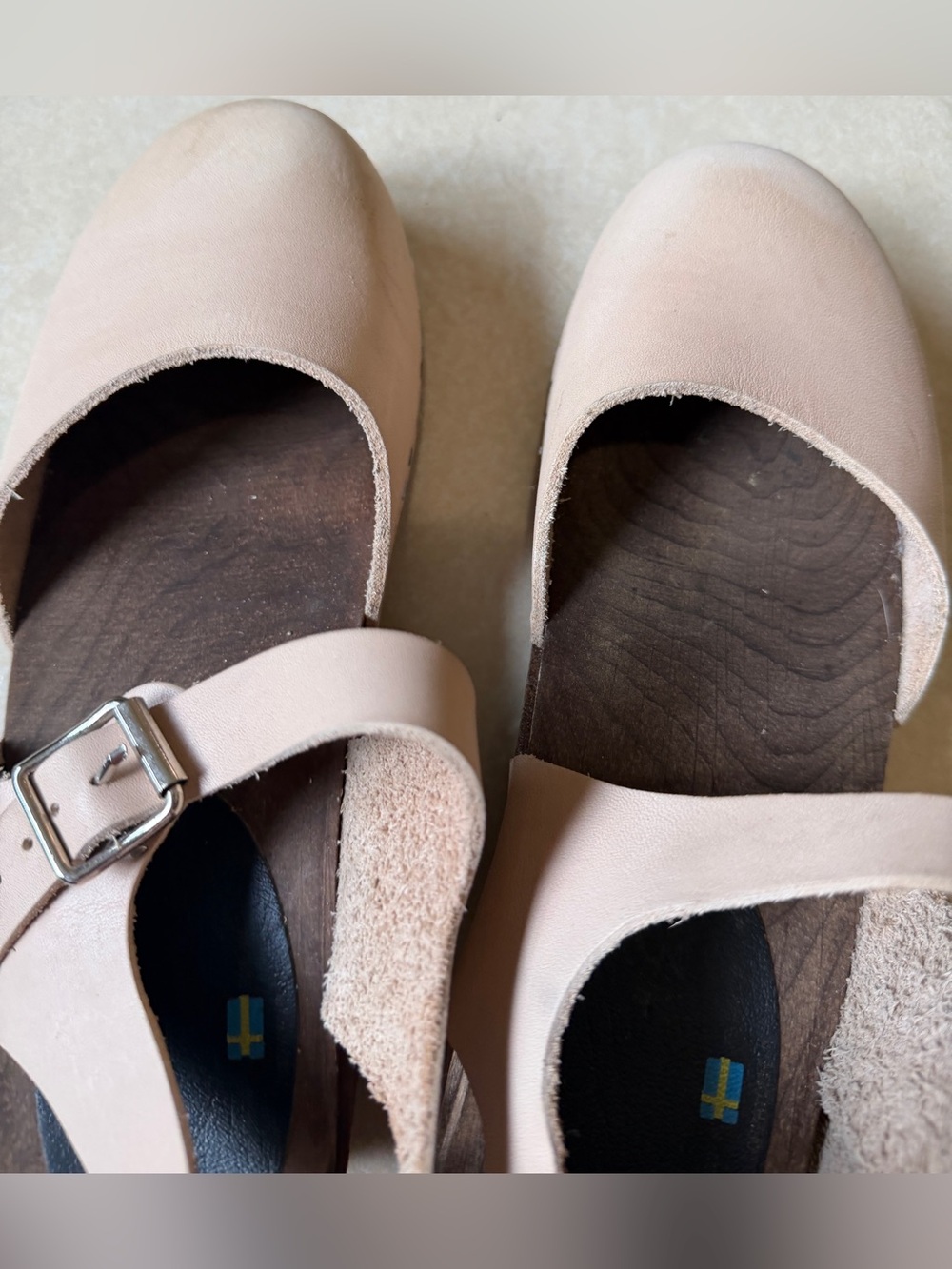 Lotta's Stockholm Swedish Comfort Womens 38 US 8 Wooden Clog Sandals Leather - Picture 9 of 11